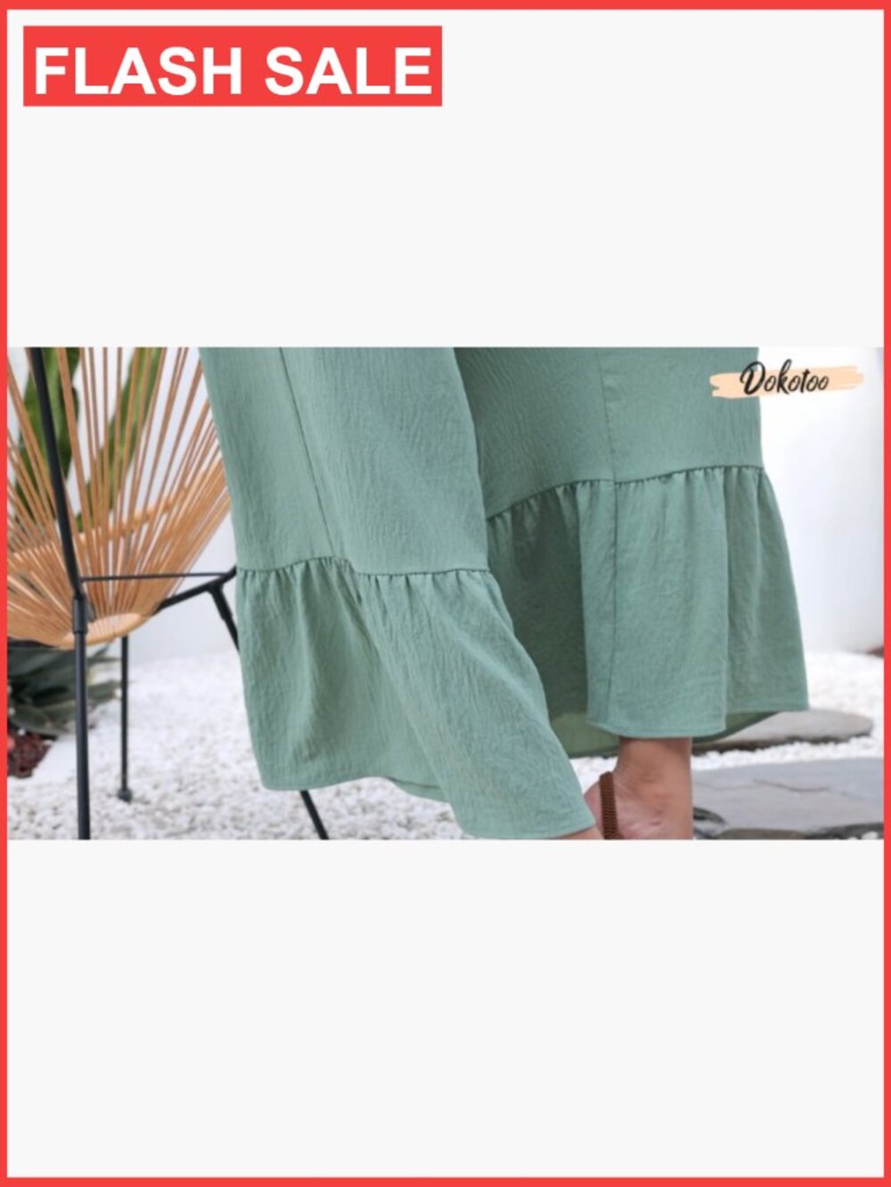 Lace Casual Overalls Jumpsuit Wide Leg Ruffle Pants Romper with Pockets - Picture 4 of 4